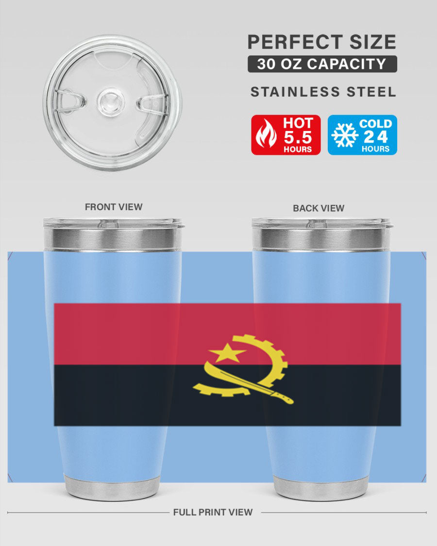 Angola 193# Tumbler showcasing double wall stainless steel design with vibrant printed flag.