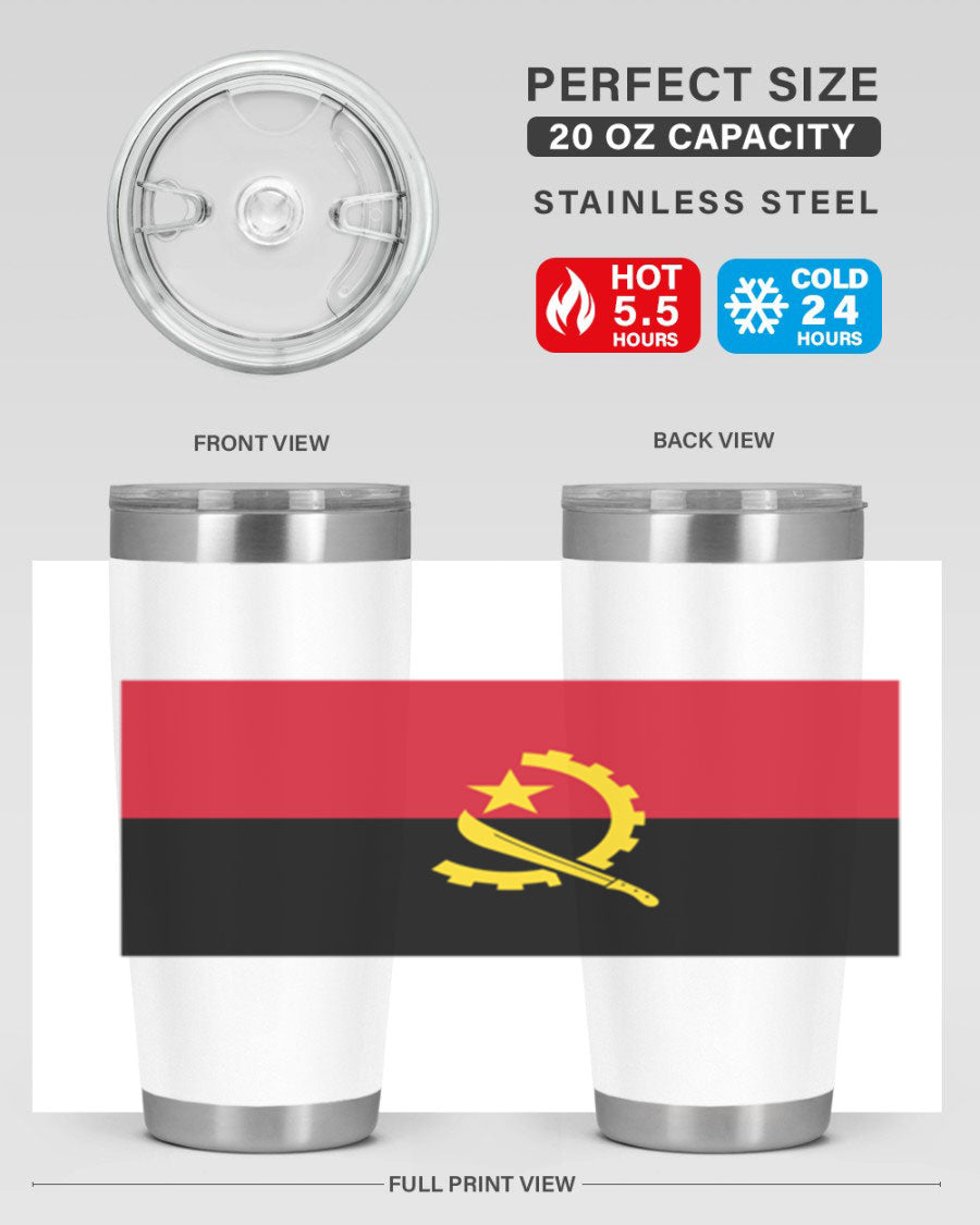 Angola 193# Tumbler showcasing double wall stainless steel design with vibrant printed flag.