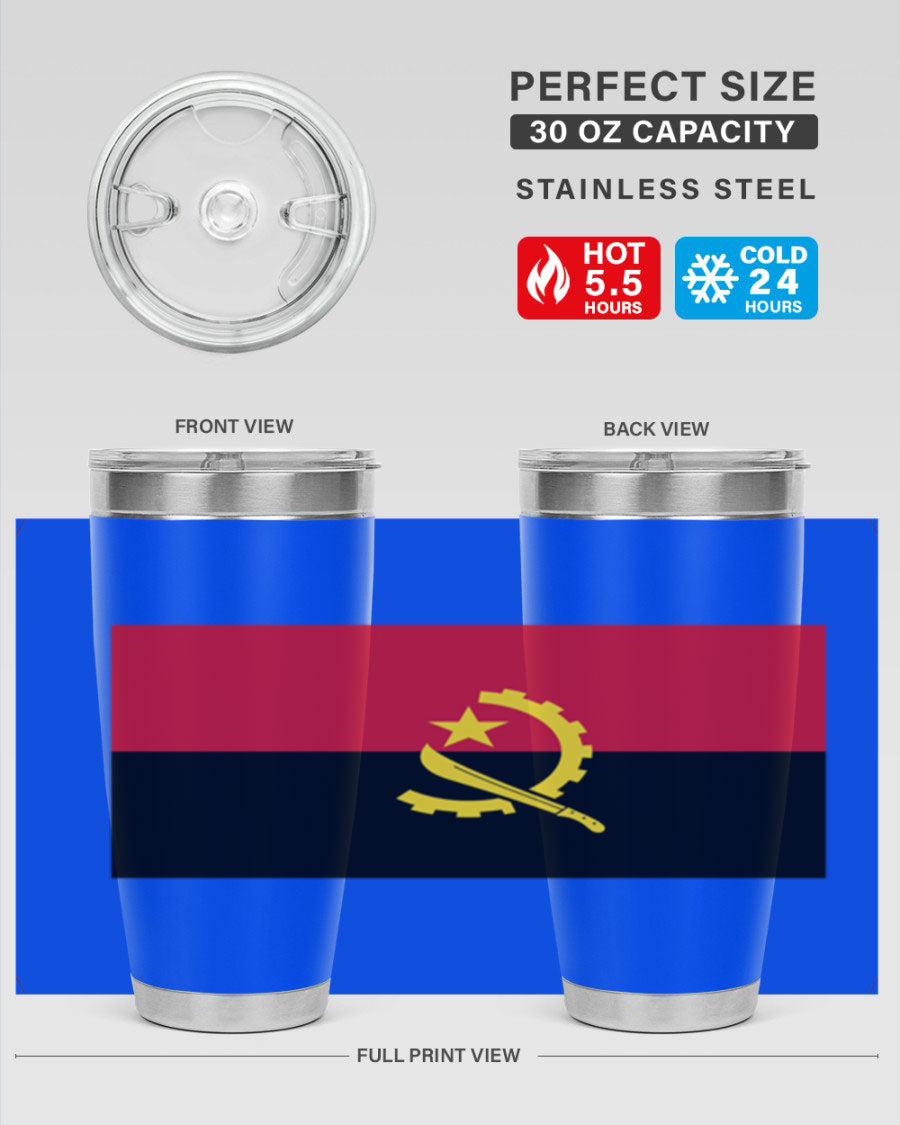 Angola 193# Tumbler showcasing double wall stainless steel design with vibrant printed flag.