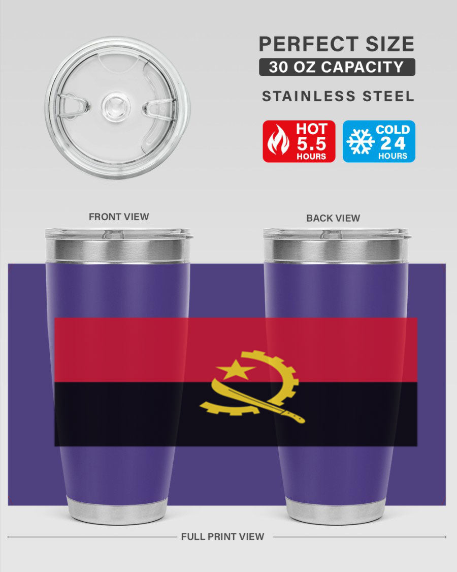 Angola 193# Tumbler showcasing double wall stainless steel design with vibrant printed flag.