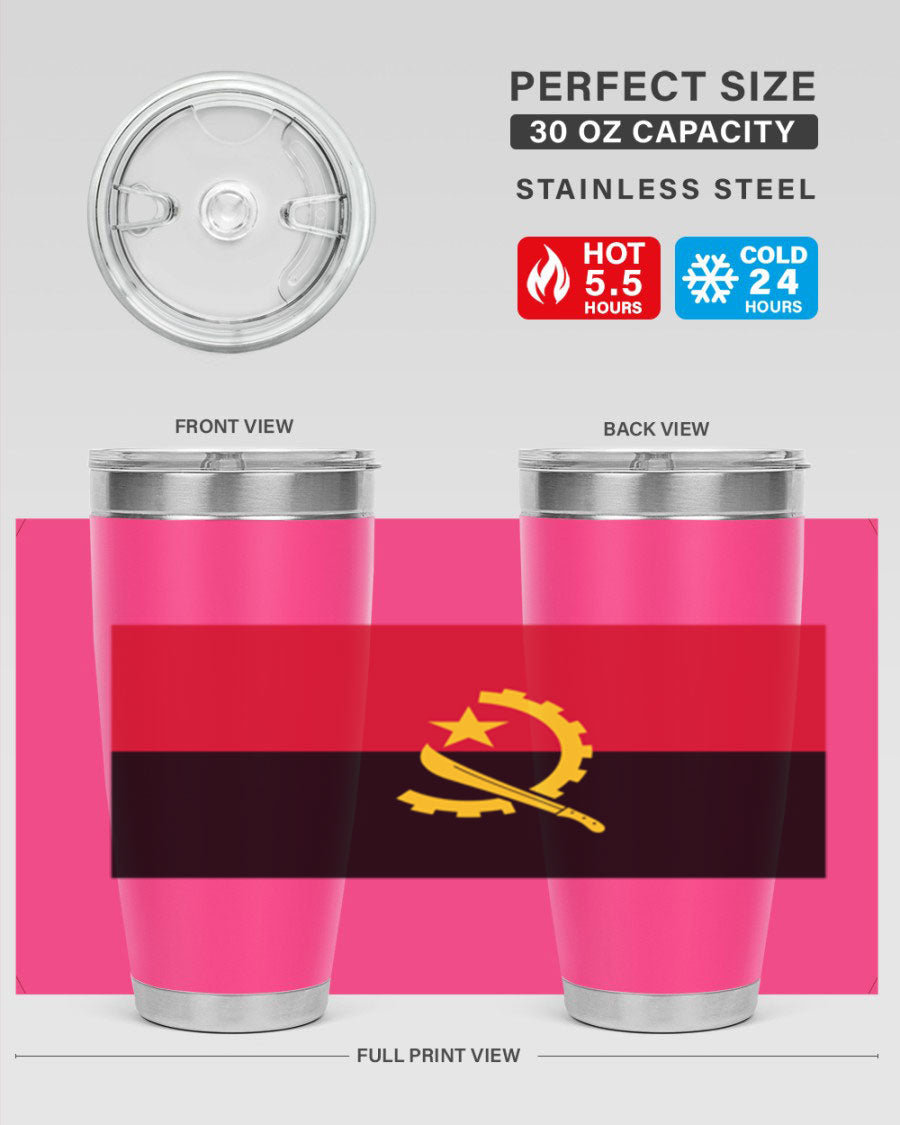 Angola 193# Tumbler showcasing double wall stainless steel design with vibrant printed flag.