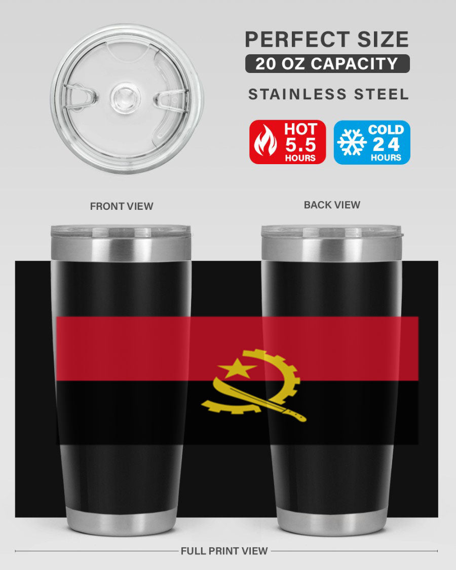 Angola 193# Tumbler showcasing double wall stainless steel design with vibrant printed flag.
