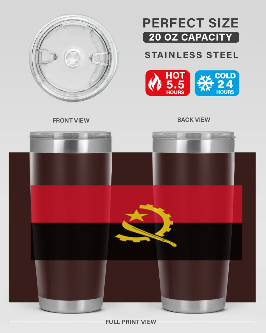 Angola 193# Tumbler showcasing double wall stainless steel design with vibrant printed flag.