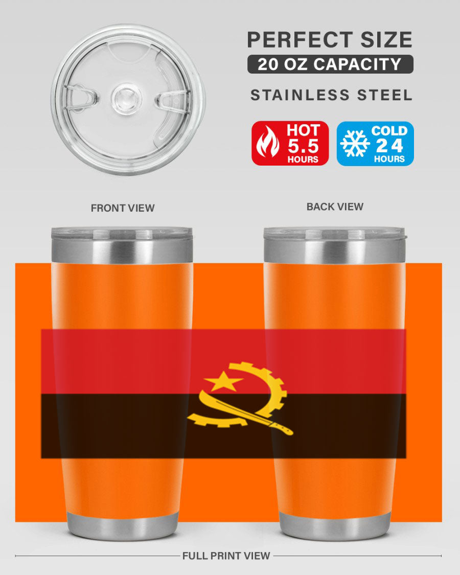 Angola 193# Tumbler showcasing double wall stainless steel design with vibrant printed flag.