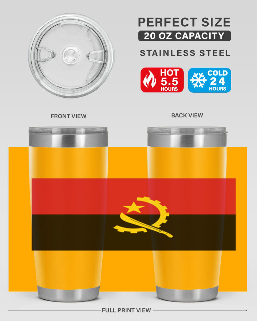 Angola 193# Tumbler showcasing double wall stainless steel design with vibrant printed flag.