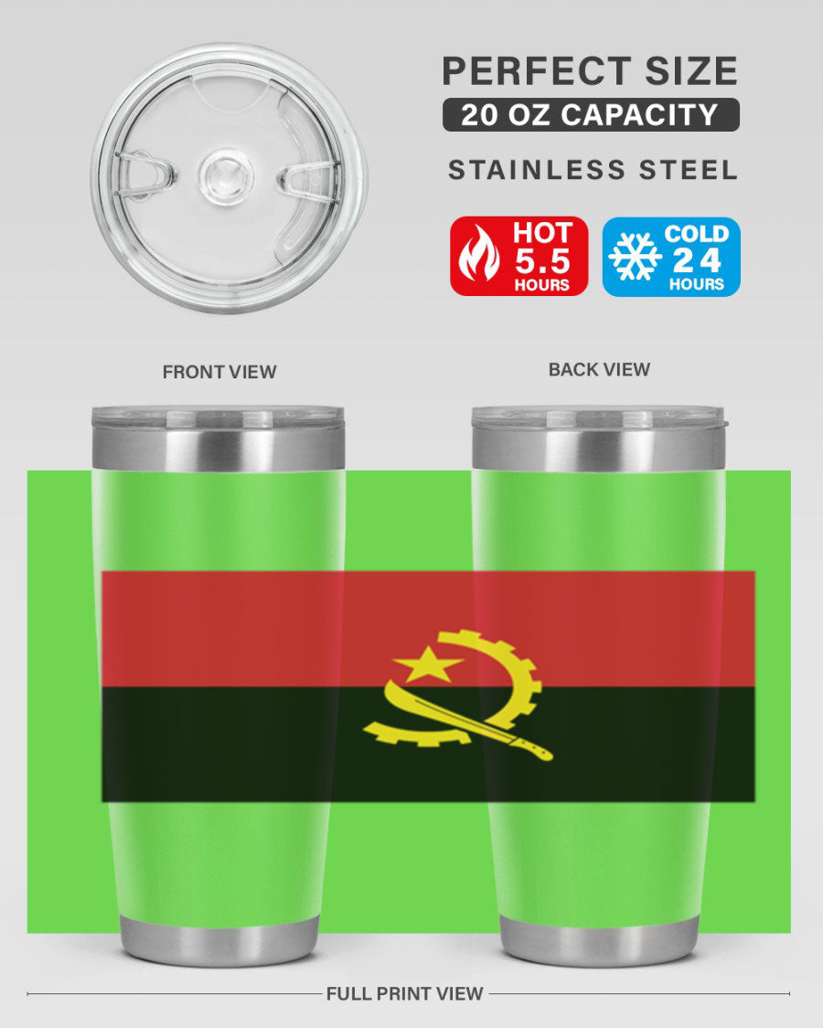 Angola 193# Tumbler showcasing double wall stainless steel design with vibrant printed flag.