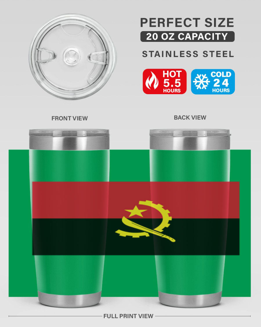 Angola 193# Tumbler showcasing double wall stainless steel design with vibrant printed flag.