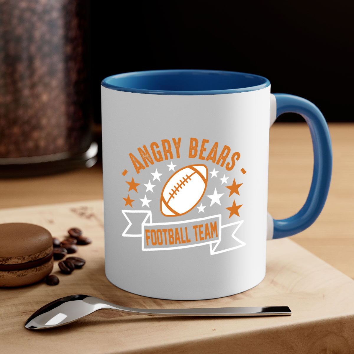Angry Bears 1460# Mug featuring a glossy finish, colored handle, and interior, available in five vibrant colors.