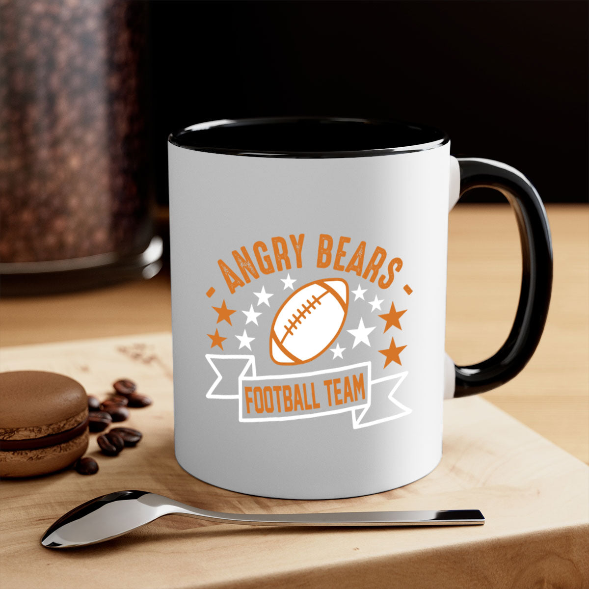 Angry Bears 1460# Mug featuring a glossy finish, colored handle, and interior, available in five vibrant colors.