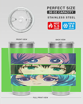Anime art 193# tumbler featuring vibrant anime designs, double wall vacuum insulation, and a press-in lid for easy sipping.