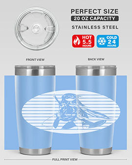 Anime art 196# tumbler featuring double wall vacuum stainless steel design with vibrant anime graphics.