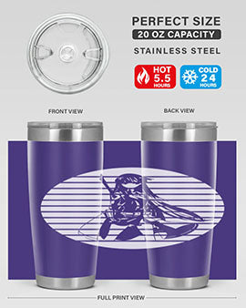 Anime art 196# tumbler featuring double wall vacuum stainless steel design with vibrant anime graphics.