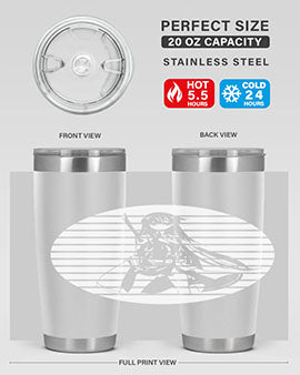 Anime art 196# tumbler featuring double wall vacuum stainless steel design with vibrant anime graphics.