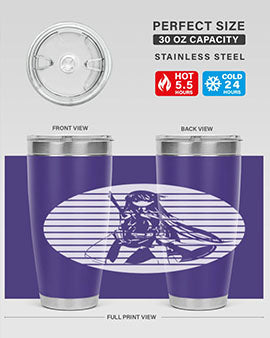 Anime art 196# tumbler featuring double wall vacuum stainless steel design with vibrant anime graphics.