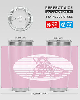 Anime art 196# tumbler featuring double wall vacuum stainless steel design with vibrant anime graphics.