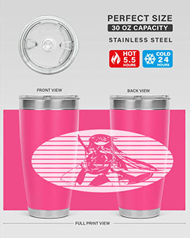 Anime art 196# tumbler featuring double wall vacuum stainless steel design with vibrant anime graphics.