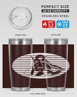 Anime art 196# tumbler featuring double wall vacuum stainless steel design with vibrant anime graphics.