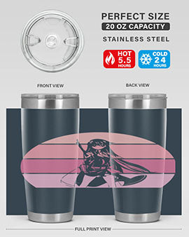 Anime art 197# tumbler featuring vibrant anime designs, double wall vacuum stainless steel construction, and a press-in drink-thru lid.