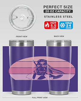 Anime art 197# tumbler featuring vibrant anime designs, double wall vacuum stainless steel construction, and a press-in drink-thru lid.