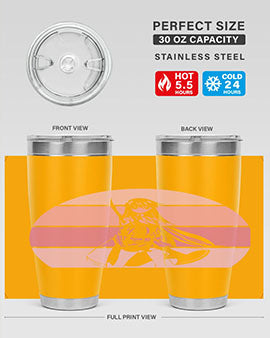 Anime art 197# tumbler featuring vibrant anime designs, double wall vacuum stainless steel construction, and a press-in drink-thru lid.