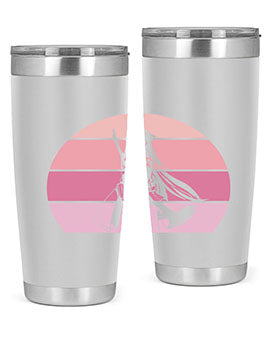 Anime art 197# tumbler featuring vibrant anime designs, double wall vacuum stainless steel construction, and a press-in drink-thru lid.