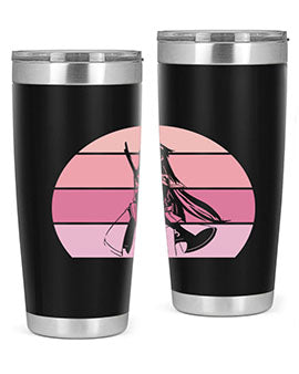 Anime art 197# tumbler featuring vibrant anime designs, double wall vacuum stainless steel construction, and a press-in drink-thru lid.