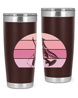 Anime art 197# tumbler featuring vibrant anime designs, double wall vacuum stainless steel construction, and a press-in drink-thru lid.