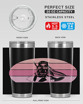 Anime art 197# tumbler featuring vibrant anime designs, double wall vacuum stainless steel construction, and a press-in drink-thru lid.