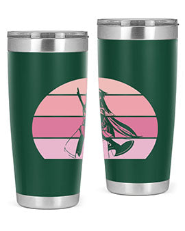 Anime art 197# tumbler featuring vibrant anime designs, double wall vacuum stainless steel construction, and a press-in drink-thru lid.