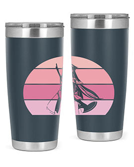 Anime art 197# tumbler featuring vibrant anime designs, double wall vacuum stainless steel construction, and a press-in drink-thru lid.