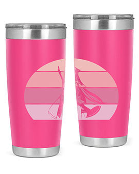 Anime art 197# tumbler featuring vibrant anime designs, double wall vacuum stainless steel construction, and a press-in drink-thru lid.