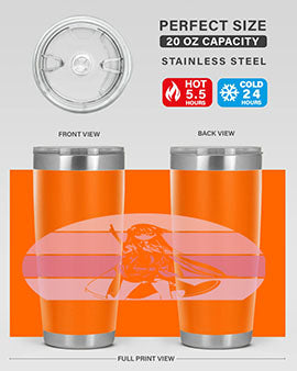 Anime art 197# tumbler featuring vibrant anime designs, double wall vacuum stainless steel construction, and a press-in drink-thru lid.