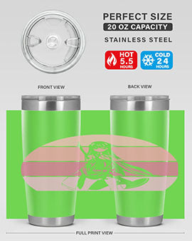 Anime art 197# tumbler featuring vibrant anime designs, double wall vacuum stainless steel construction, and a press-in drink-thru lid.