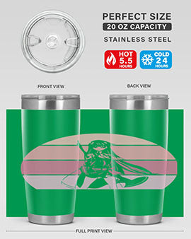 Anime art 197# tumbler featuring vibrant anime designs, double wall vacuum stainless steel construction, and a press-in drink-thru lid.