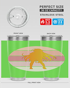 Anime art 200# Tumbler featuring vibrant anime designs, double wall vacuum stainless steel construction, and a drink-thru lid.
