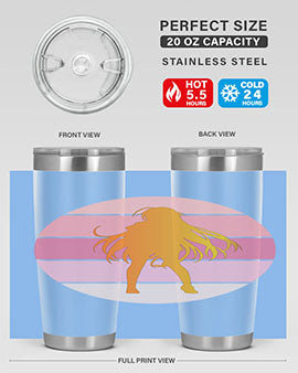 Anime art 200# Tumbler featuring vibrant anime designs, double wall vacuum stainless steel construction, and a drink-thru lid.