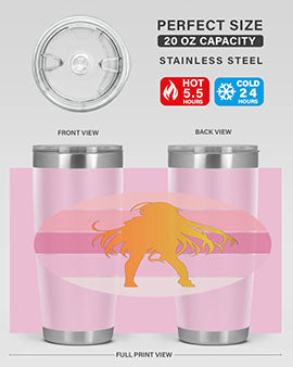 Anime art 200# Tumbler featuring vibrant anime designs, double wall vacuum stainless steel construction, and a drink-thru lid.