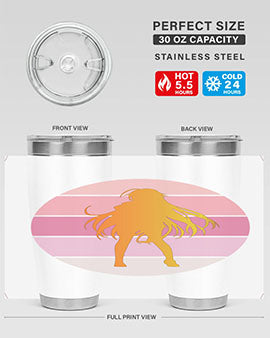 Anime art 200# Tumbler featuring vibrant anime designs, double wall vacuum stainless steel construction, and a drink-thru lid.
