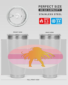 Anime art 200# Tumbler featuring vibrant anime designs, double wall vacuum stainless steel construction, and a drink-thru lid.