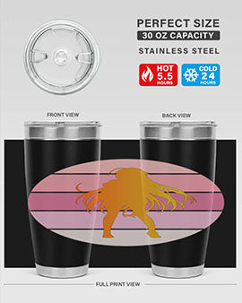 Anime art 200# Tumbler featuring vibrant anime designs, double wall vacuum stainless steel construction, and a drink-thru lid.