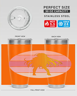 Anime art 200# Tumbler featuring vibrant anime designs, double wall vacuum stainless steel construction, and a drink-thru lid.