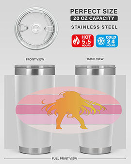 Anime art 200# Tumbler featuring vibrant anime designs, double wall vacuum stainless steel construction, and a drink-thru lid.
