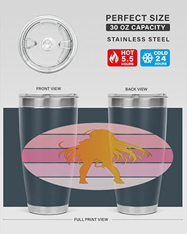 Anime art 200# Tumbler featuring vibrant anime designs, double wall vacuum stainless steel construction, and a drink-thru lid.