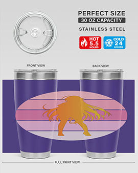 Anime art 200# Tumbler featuring vibrant anime designs, double wall vacuum stainless steel construction, and a drink-thru lid.