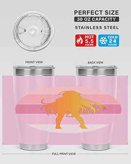 Anime art 200# Tumbler featuring vibrant anime designs, double wall vacuum stainless steel construction, and a drink-thru lid.