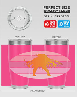 Anime art 200# Tumbler featuring vibrant anime designs, double wall vacuum stainless steel construction, and a drink-thru lid.