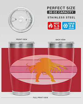 Anime art 200# Tumbler featuring vibrant anime designs, double wall vacuum stainless steel construction, and a drink-thru lid.