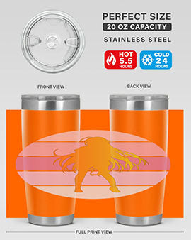 Anime art 200# Tumbler featuring vibrant anime designs, double wall vacuum stainless steel construction, and a drink-thru lid.