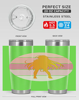 Anime art 200# Tumbler featuring vibrant anime designs, double wall vacuum stainless steel construction, and a drink-thru lid.