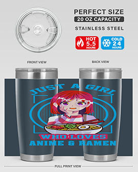 Anime art 201# tumbler featuring vibrant anime designs, double wall vacuum insulation, and a press-in lid, perfect for hot and cold beverages.